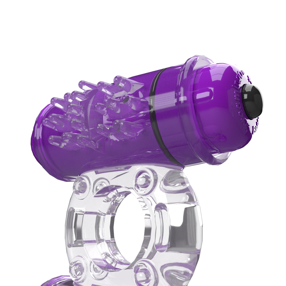 Screaming O 4B Double Wammy Vibrating Cock Ring Grape with dual motors for enhanced pleasure and stimulation.
