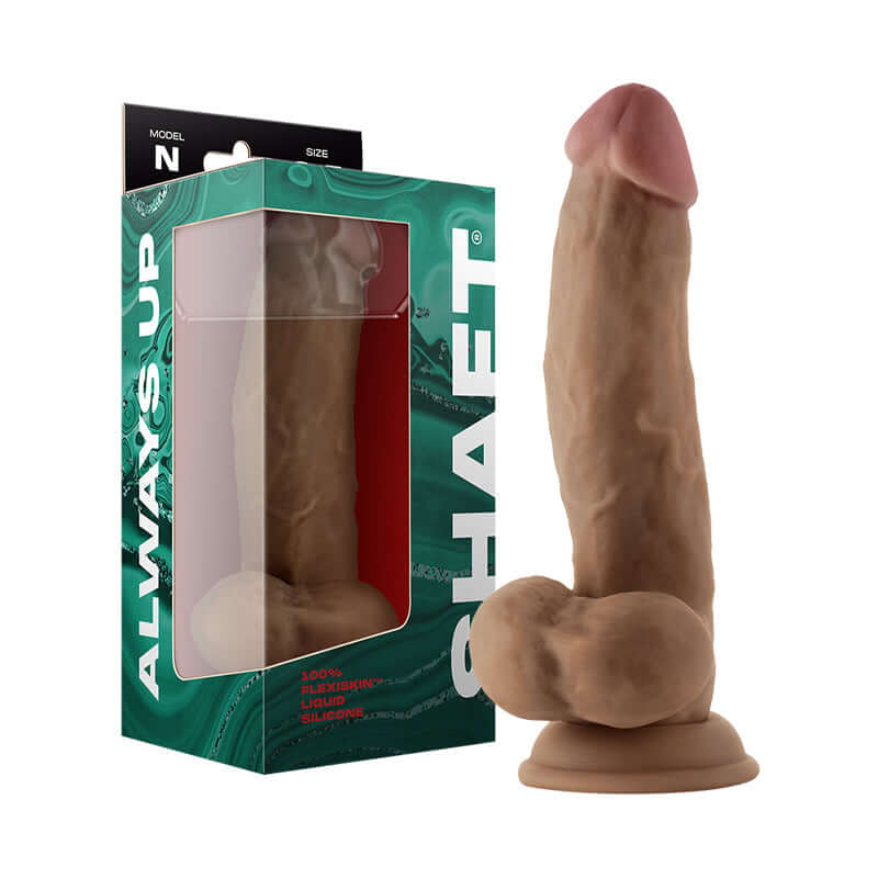 Shaft Model N: 8.5 inches Dual Density Silicone Dildo with Balls Oak