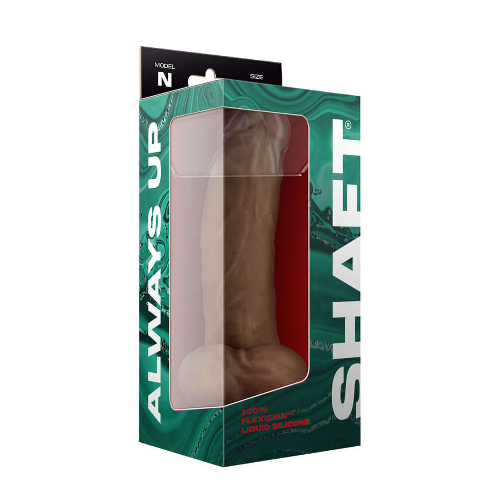 Shaft Model N: 9.5 inch Dual Density Silicone Dildo with Balls Oak