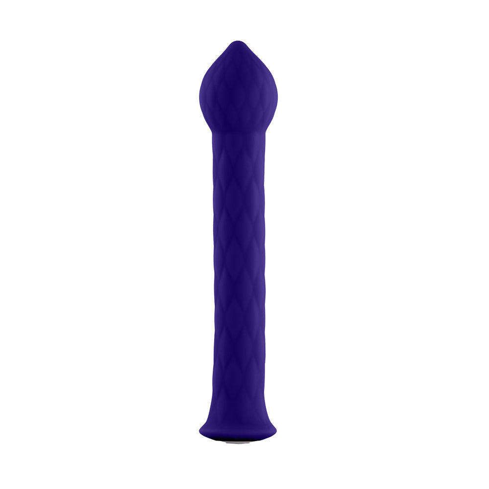FemmeFunn Diamond Wand Rechargeable Flexible Textured Silicone Vibrator Dark Purple