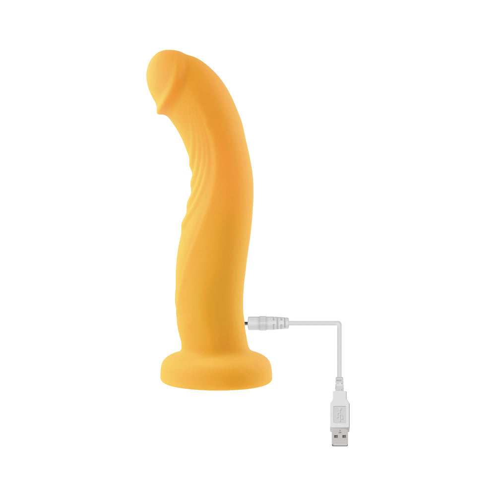 Gender X Sweet Embrace Vibrating 7 inches Dildo and Jock-Style Strap-On Harness Set Yellow/Black