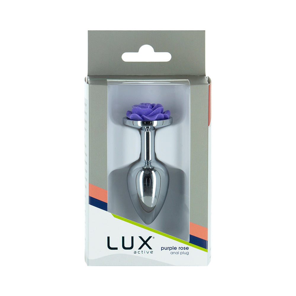 Lux Active Rose Metal Butt Plug 3 inches Purple