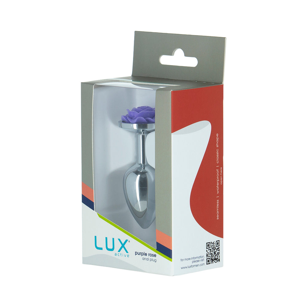Lux Active Rose Metal Butt Plug 3 inches Purple