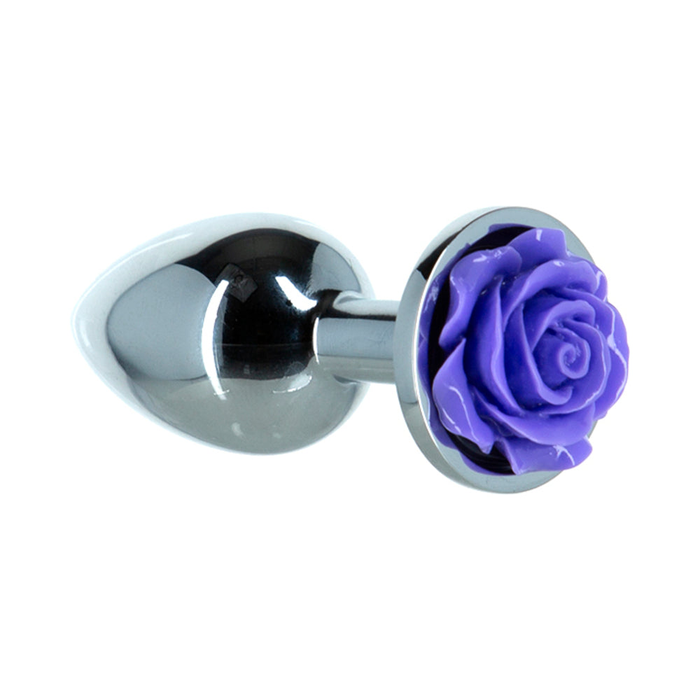 Lux Active Rose Metal Butt Plug 3 inches Purple