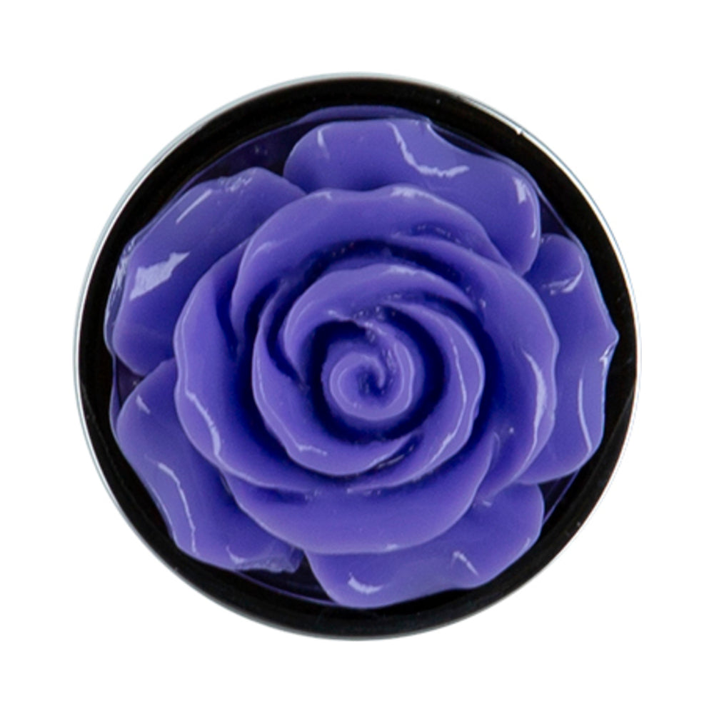 Lux Active Rose Metal Butt Plug 3 inches Purple