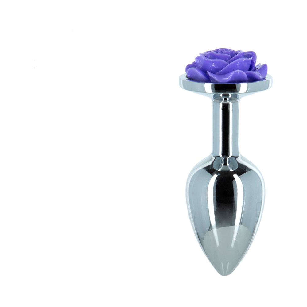 Lux Active Rose Metal Butt Plug 3 inches Purple