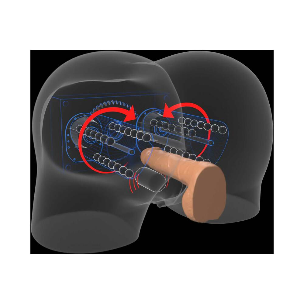 PDX Elite Milk Me Silly Remote-Controlled Vibrating Rotating Dual-Entry Mega Masturbator Brown