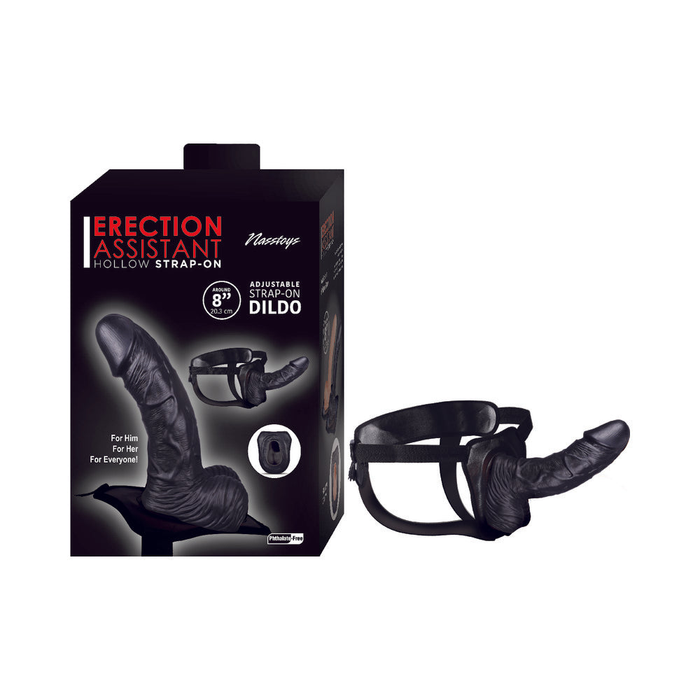 Erection Assistant Hollow Strap-On 8 inches Black