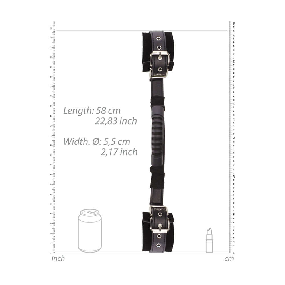 Ouch! Black & White Adjustable Bonded Leather Wrist Cuffs With Handle Black