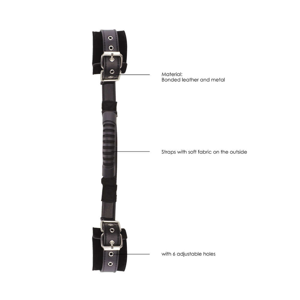 Ouch! Black & White Adjustable Bonded Leather Wrist Cuffs With Handle Black