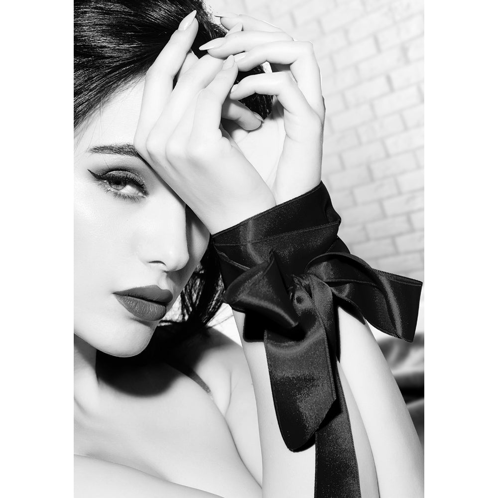 Ouch! Black & White Bondage Silky Ribbon Black