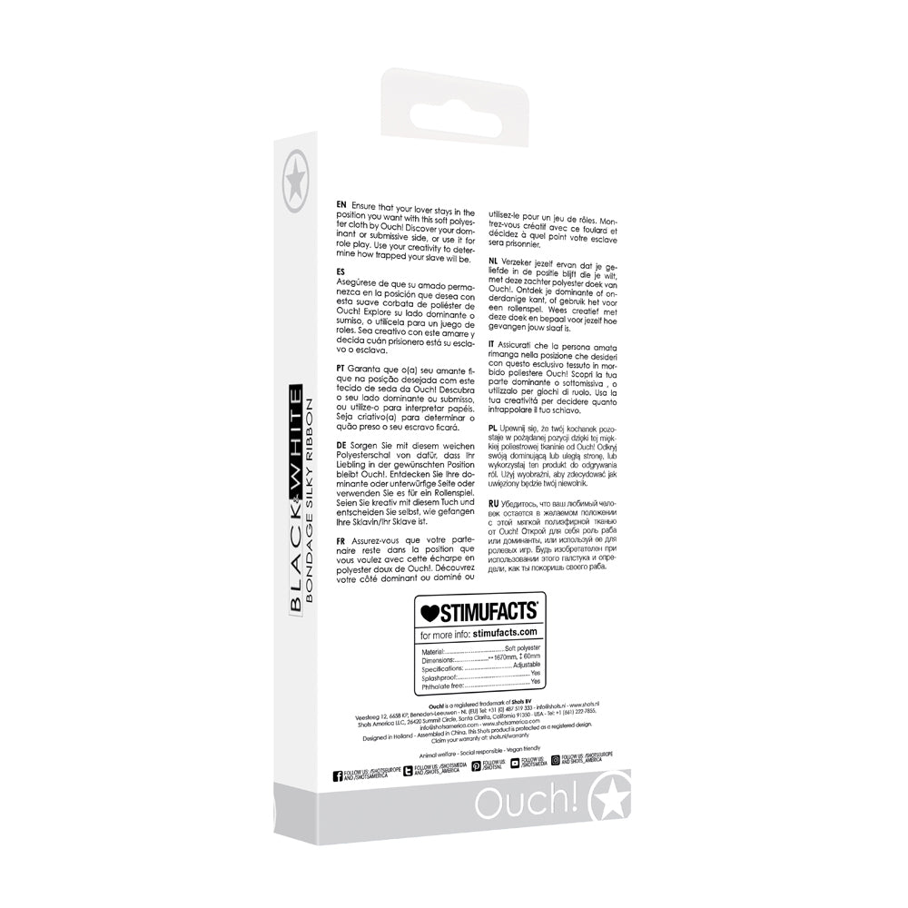 Ouch! Black & White Bondage Silky Ribbon Black