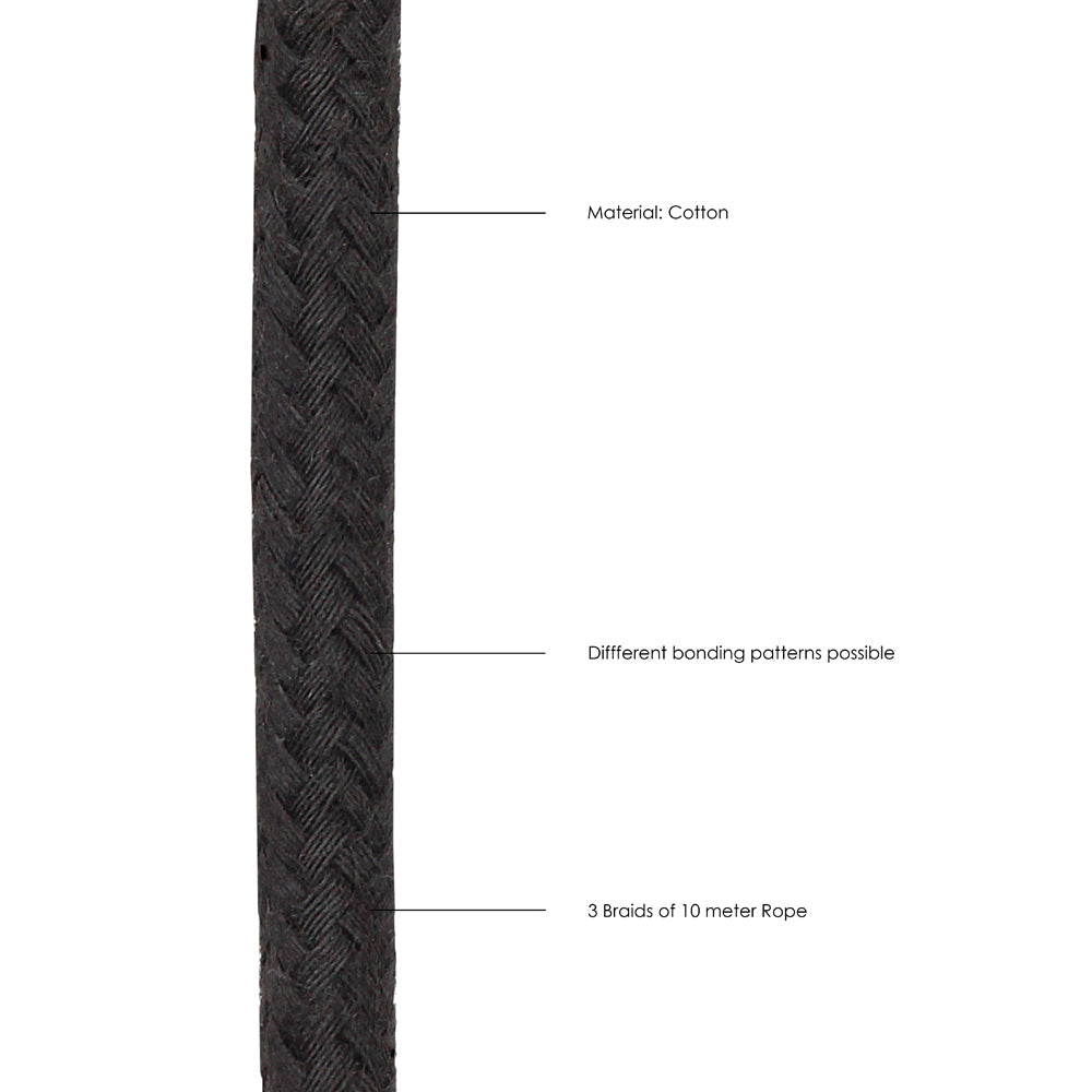 Ouch! Black & White Japanese Rope 10 m / 33 ' Black