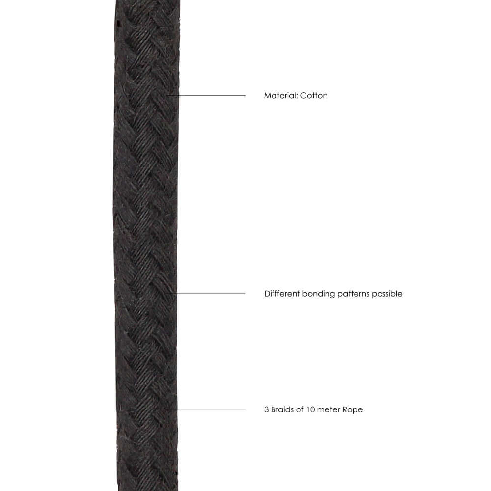 Ouch! Black & White Japanese Rope 10 m / 33 ' Black