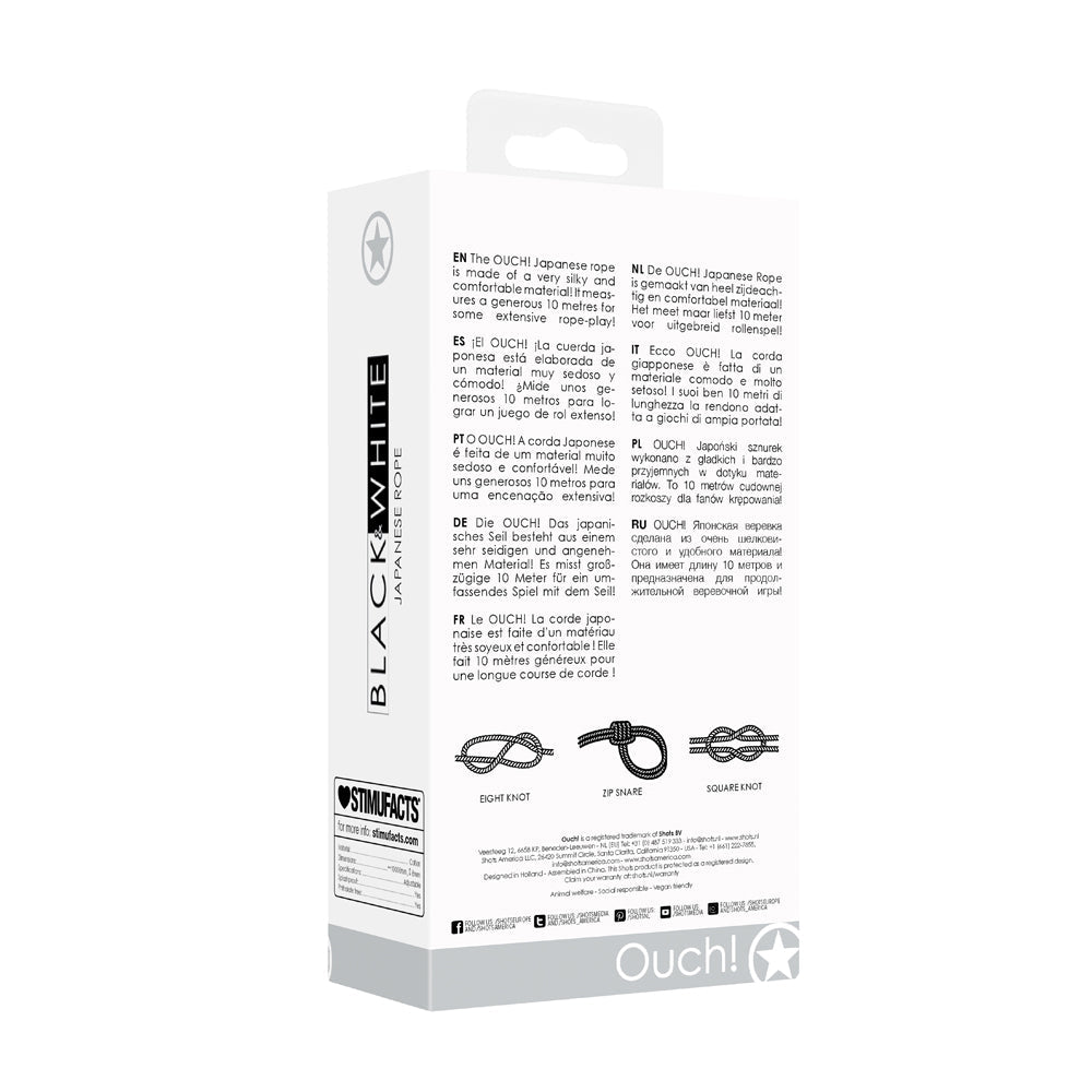 Ouch! Black & White Japanese Rope 10 m / 33 ' Black