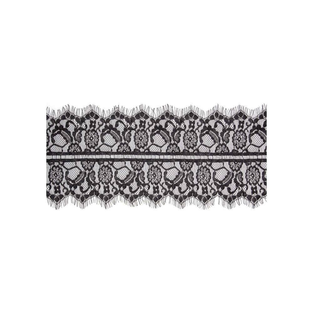 Ouch! Black & White Lace Mask With Elastic Straps Blindfold Black