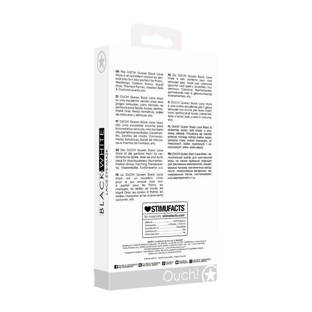 Ouch! Black & White Queen Lace Eye Mask Black