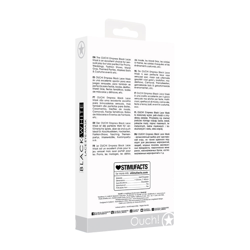 Ouch! Black & White Empress Lace Eye Mask Black