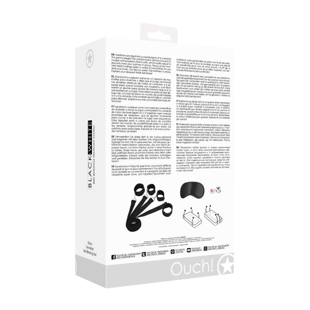 Ouch! Black & White Bed Bindings Restraint System Black