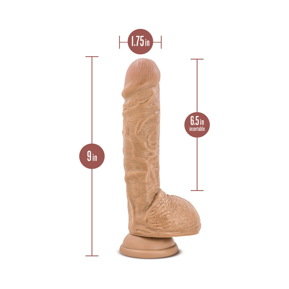 Blush Au Naturel Big Billy 9 inches Posable Dual Density Dildo with Balls & Suction Cup Tan