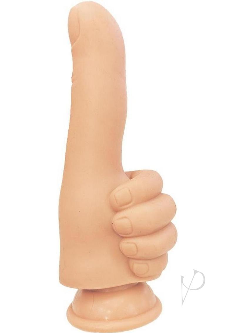 Finger Fest Thumbs Up Silicone Dildo Vanilla in a cheeky thumbs up design, offering playful intimate stimulation.