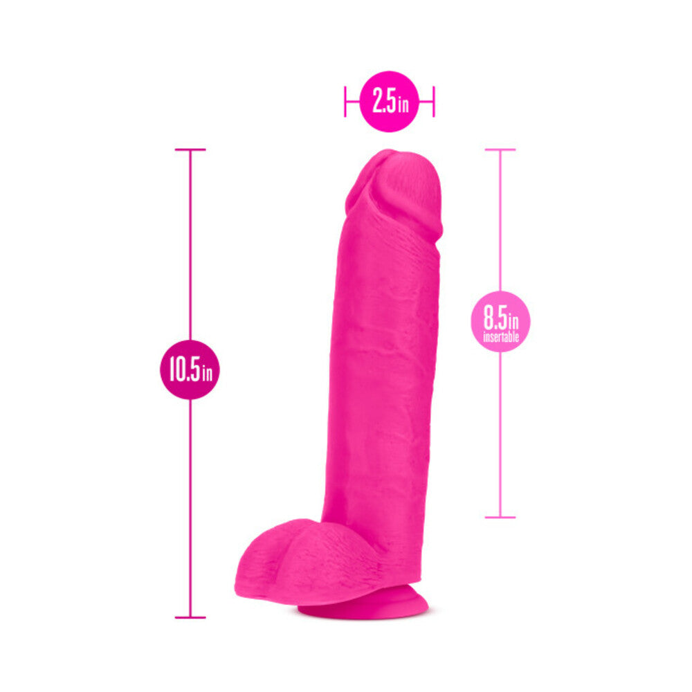 Au Naturel Bold Huge 10 inches Posable Dual Density Dildo with Balls Pink