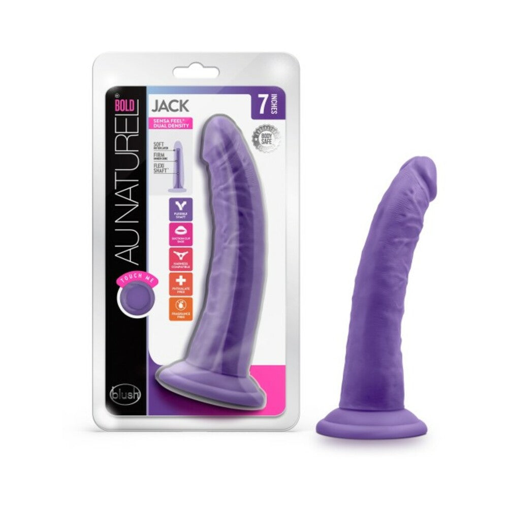 Blush Au Naturel Bold Jack 7 inches Posable Dual Density Dildo with Suction Cup Purple