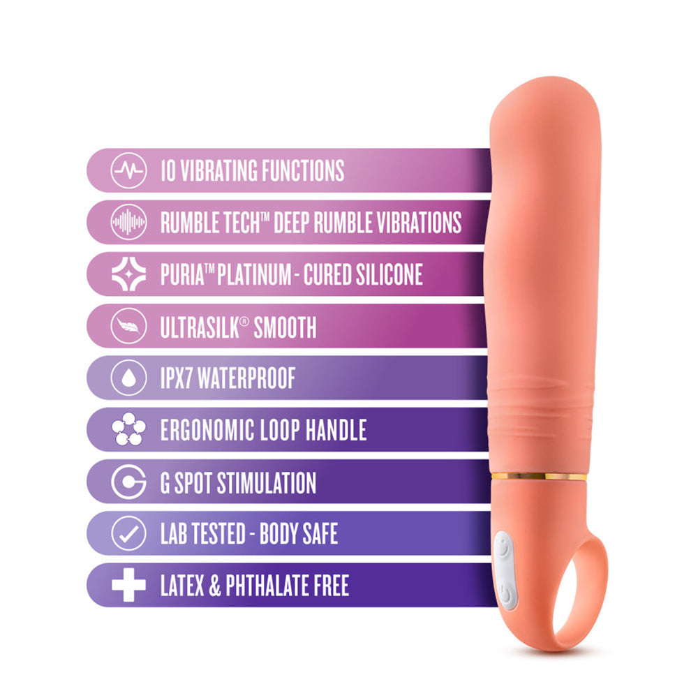 Aria Smokin' AF Silicone G-Spot Vibrator Coral features 10 functions, Rumble Tech, and ergonomic design for better stimulation.