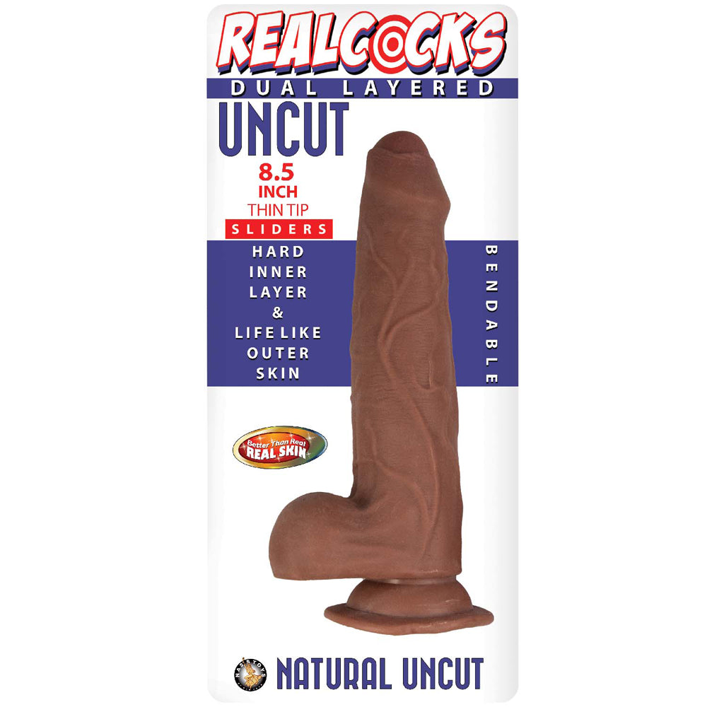 Realcocks Dual Layered Uncut Slider Thin Tip 8.5 inches Brown
