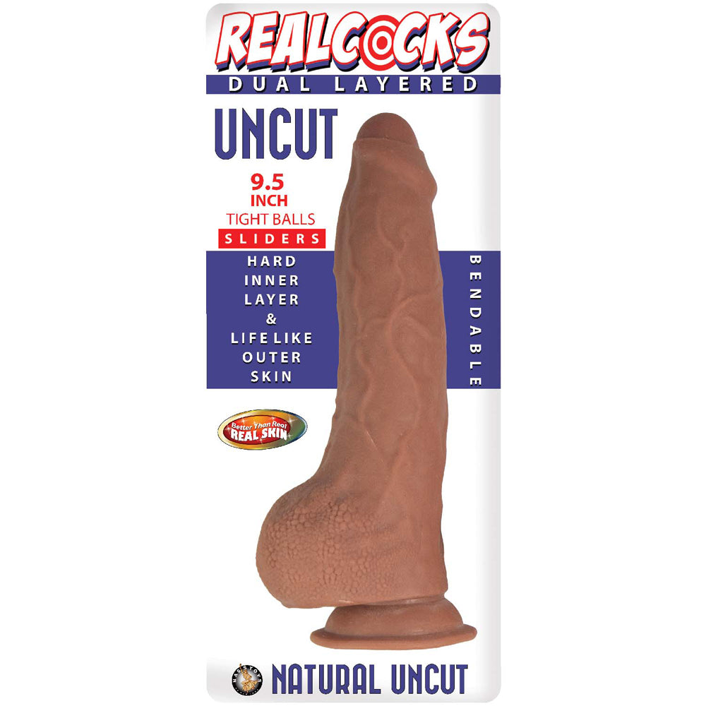 Realcocks Dual Layered Uncut Slider Tight Balls 9.5 inches Brown