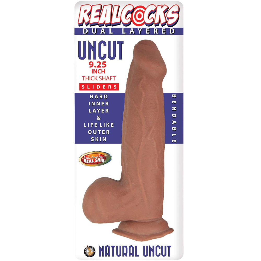 Realcocks Dual Layered Uncut Slider Thick Shaft 9.25 inches Brown