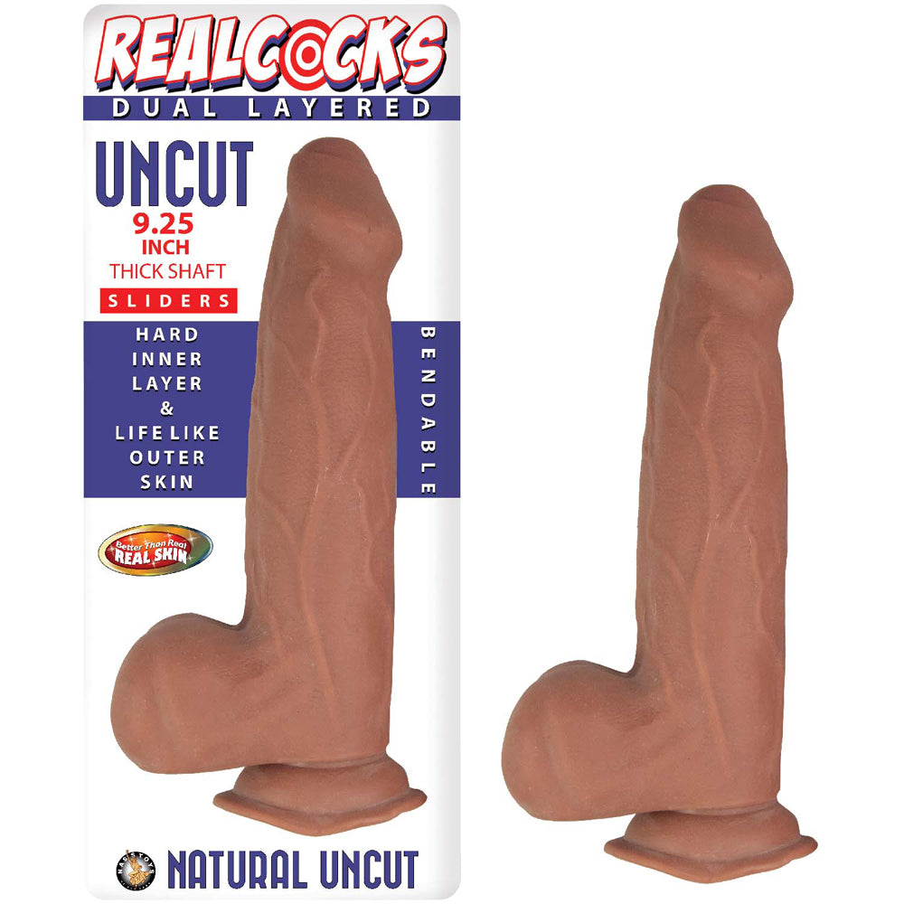Realcocks Dual Layered Uncut Slider Thick Shaft 9.25 inches Brown