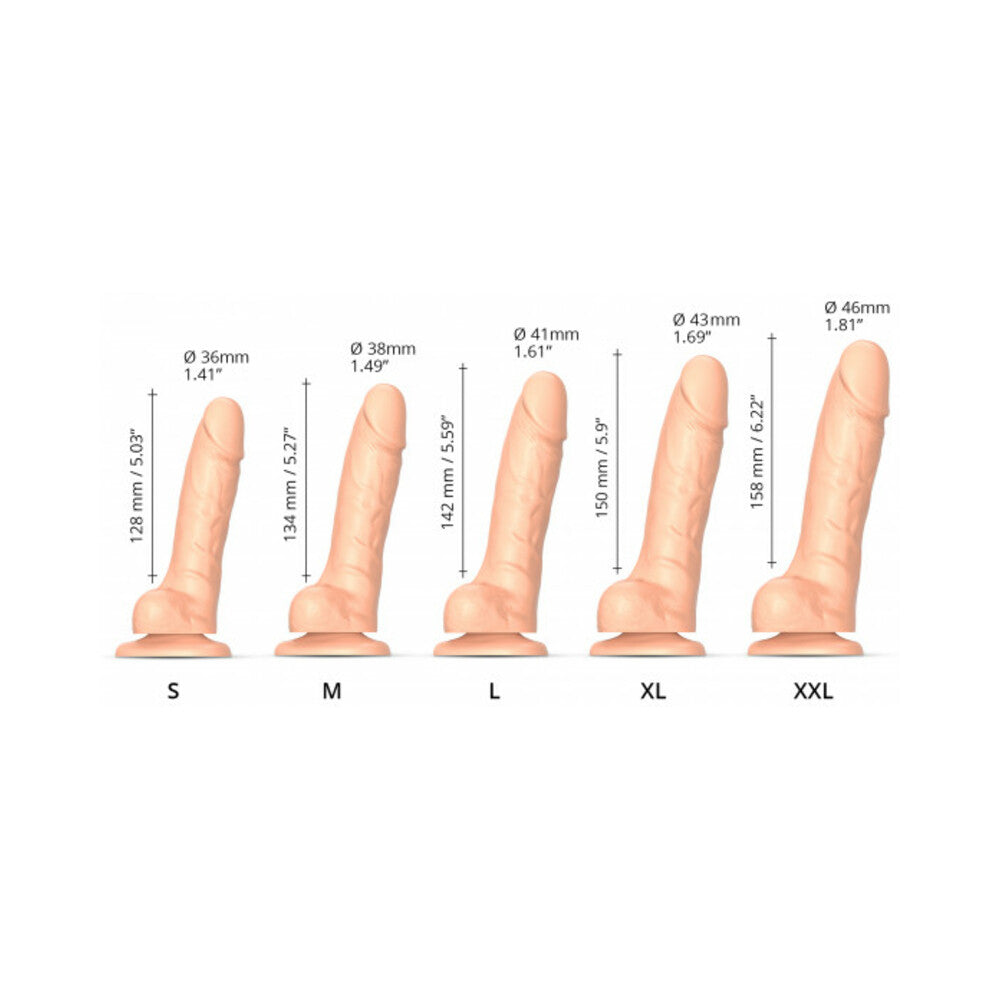 Strap-On-Me Realistic Collection Sliding Skin Dual-Density Silicone Dildo Vanilla M