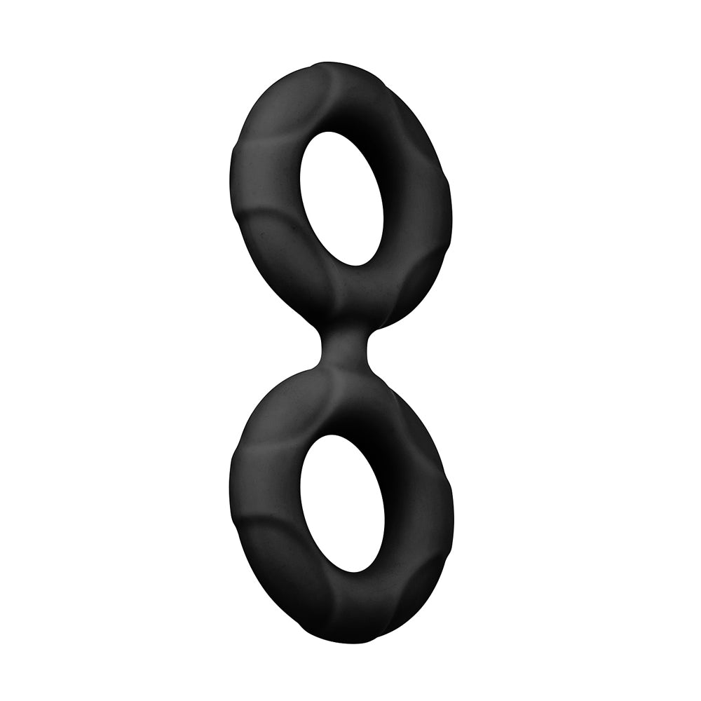 Forto F-81 Liquid Silicone Cock & Ball Double Ring Large Black