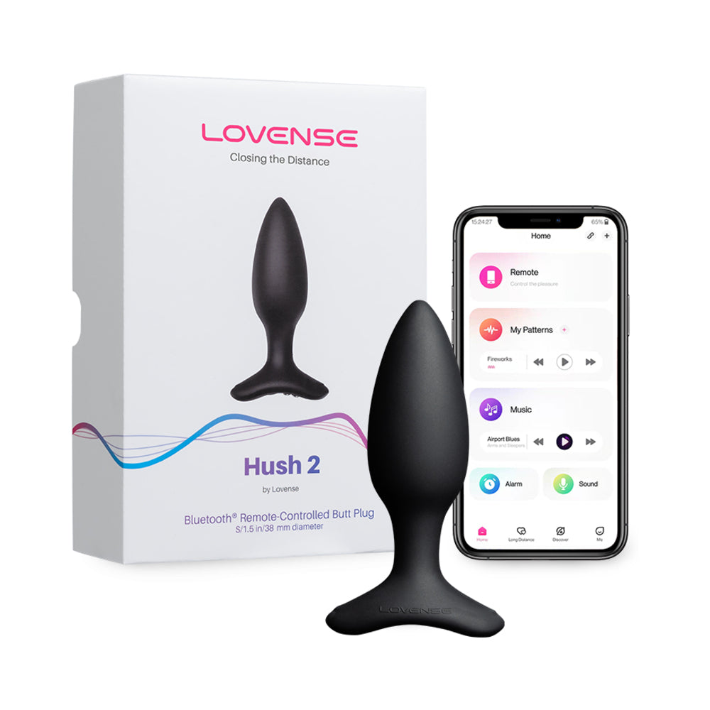 Lovense Hush 2 Bluetooth Remote-Controlled Vibrating Butt Plug S 1.5 inches