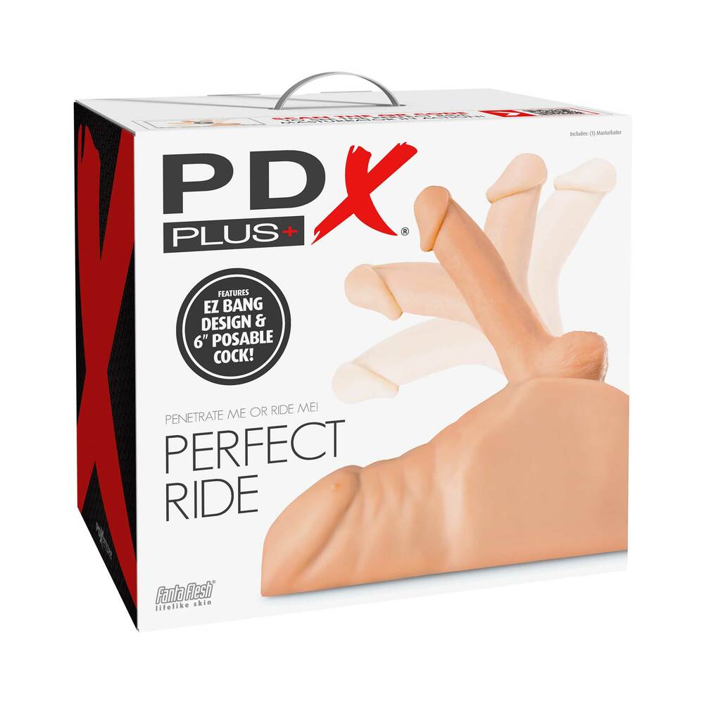 PDX Plus Perfect Ride Anal Masturbator With 6 inches Posable Dildo Beige