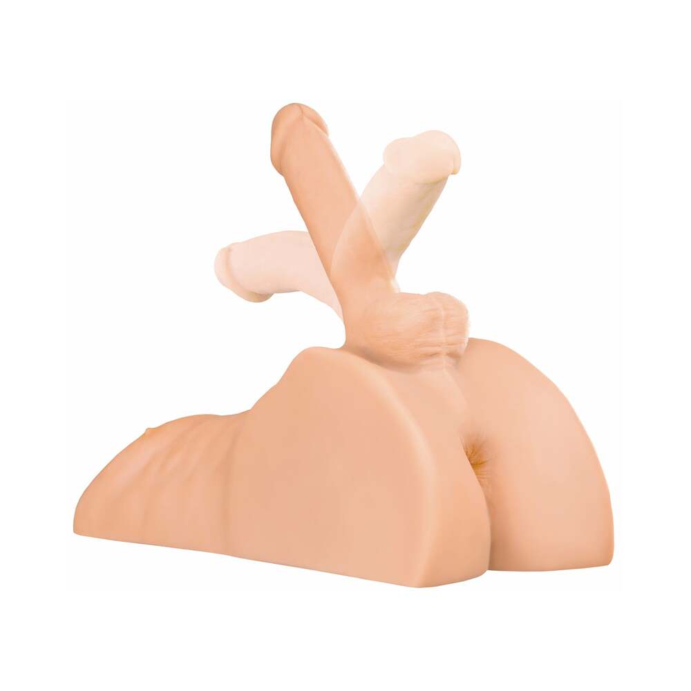 PDX Plus Perfect Ride Anal Masturbator With 6 inches Posable Dildo Beige