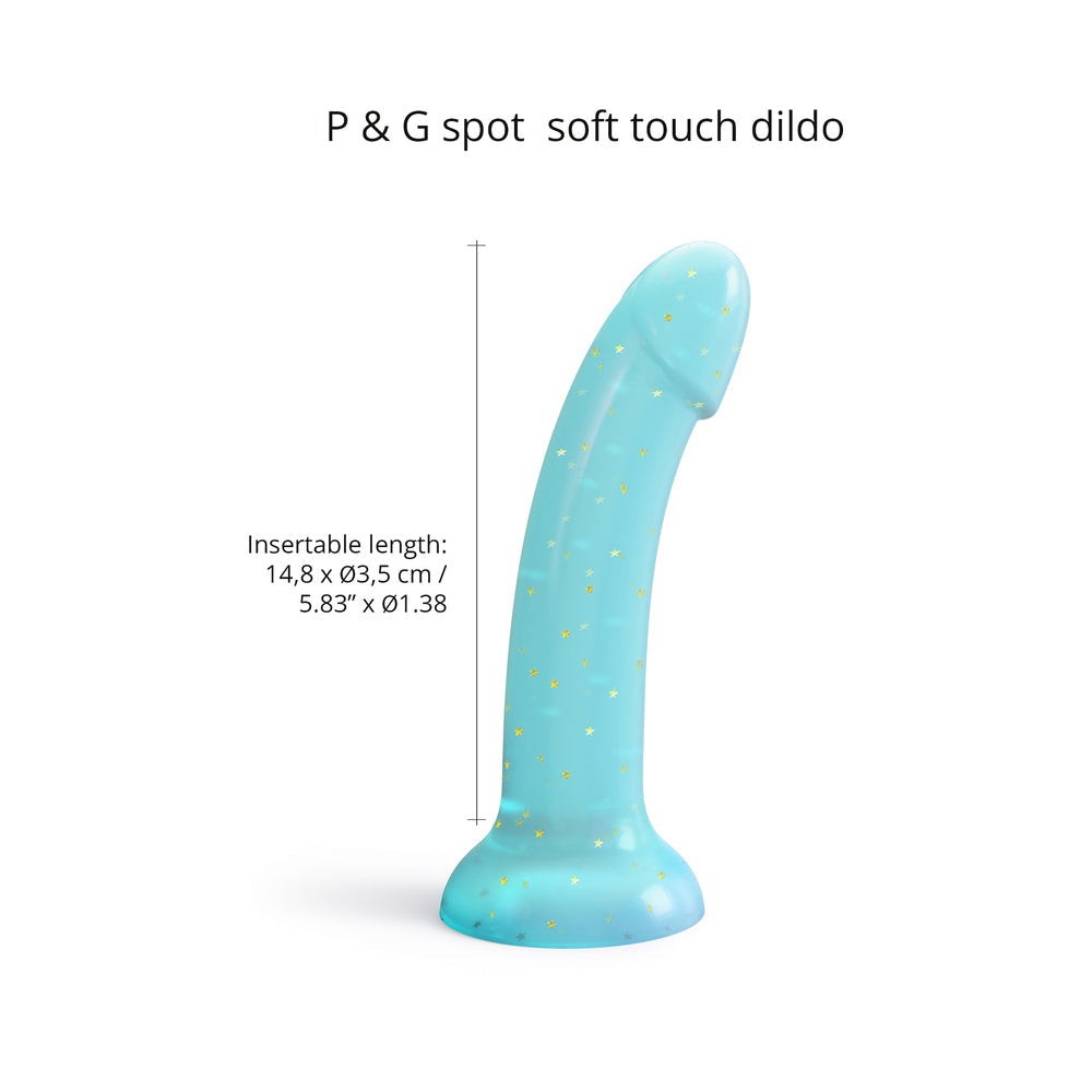 Love to Love Dildolls Nightfall 6 inches Silicone Dildo with Gold Star Glitter Blue