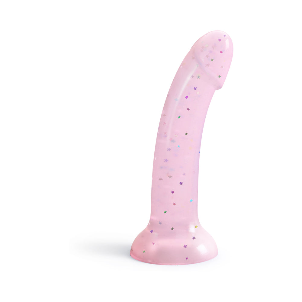 Love to Love Dildolls Starlight 6 inches Silicone Dildo with Multicolor Star Glitter Pink