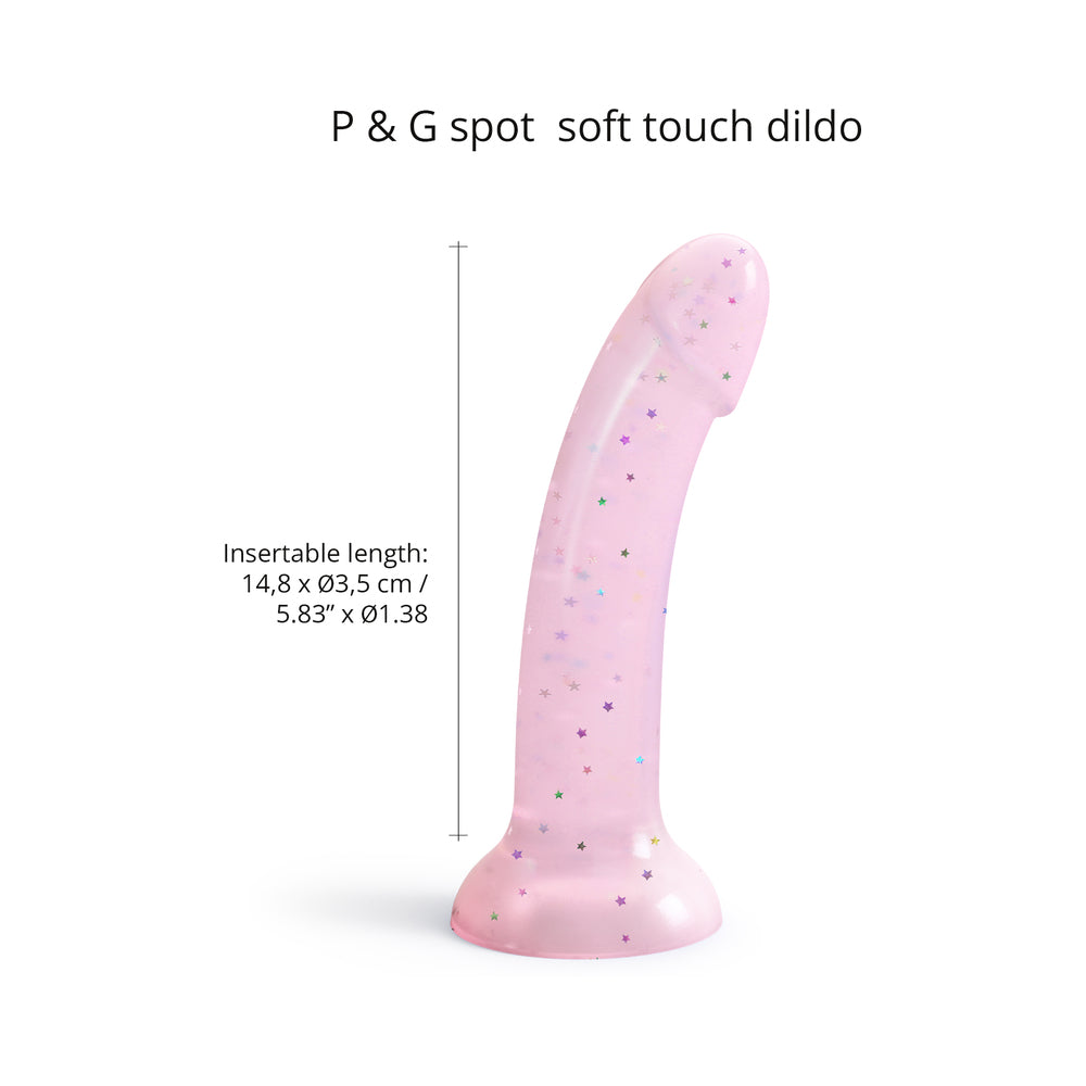 Love to Love Dildolls Starlight 6 inches Silicone Dildo with Multicolor Star Glitter Pink