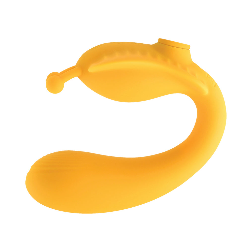 Evolved Monarch Rechargeable Silicone Multifunction Vibrating Strapless Strap-On Yellow