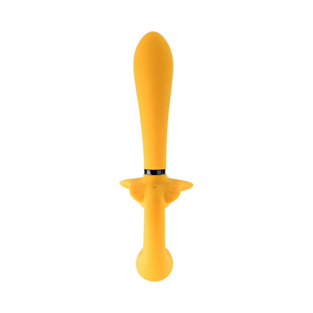 Evolved Monarch Rechargeable Silicone Multifunction Vibrating Strapless Strap-On Yellow