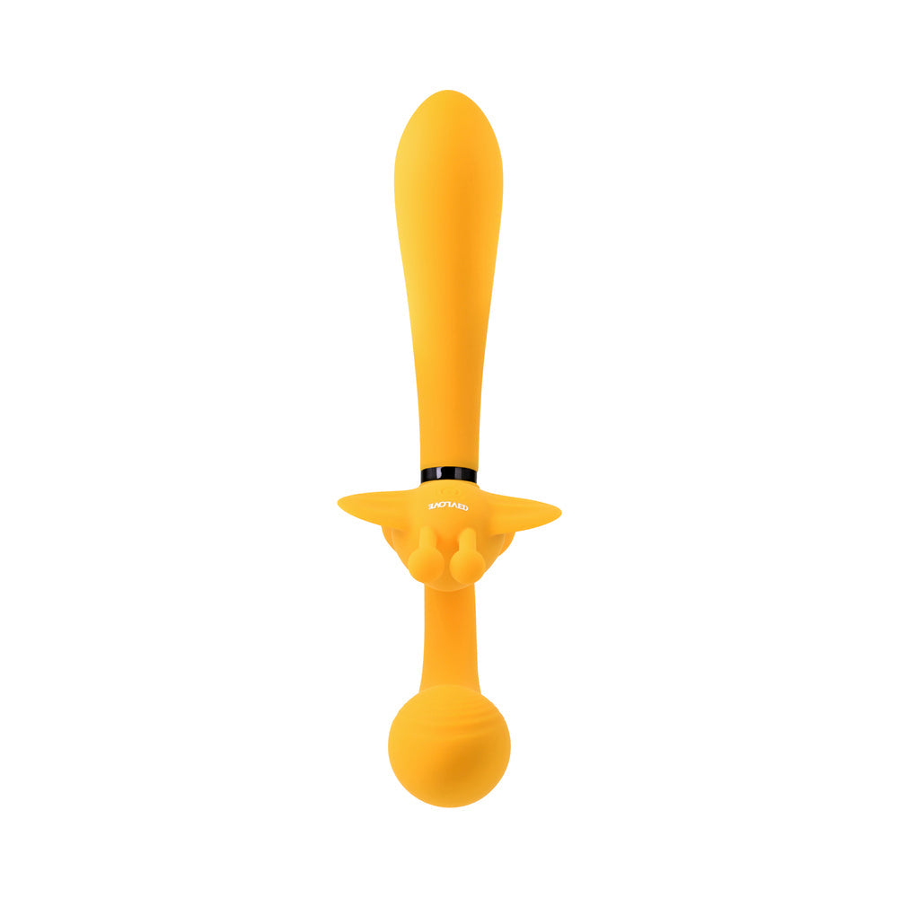 Evolved Monarch Rechargeable Silicone Multifunction Vibrating Strapless Strap-On Yellow