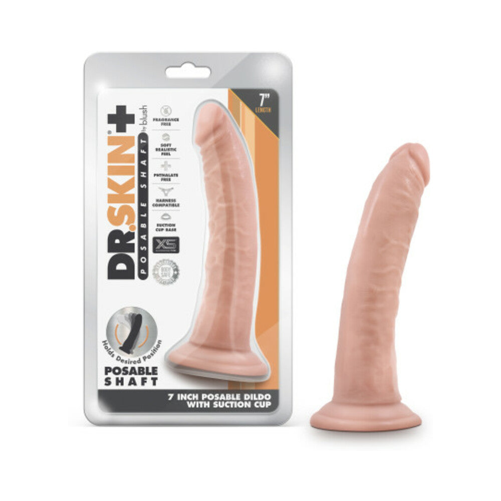 Dr. Skin Plus Realistic 7 inches Triple Density Posable Dildo with Suction Cup Beige