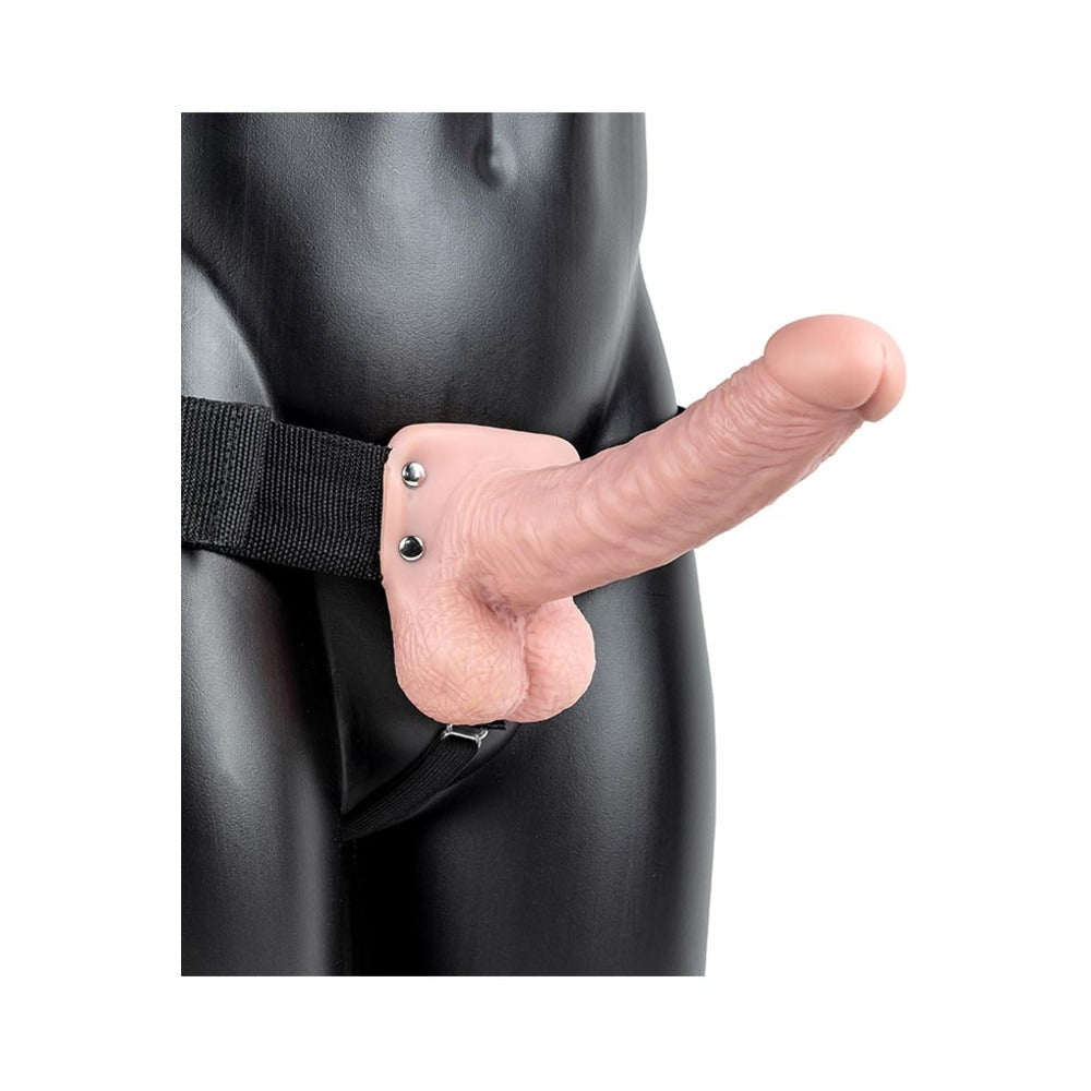 RealRock Realistic 7 inches Hollow Strap-On With Balls Beige