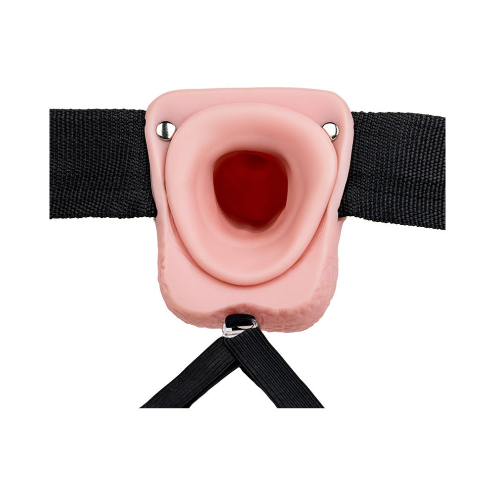 RealRock Realistic 7 inches Hollow Strap-On With Balls Beige