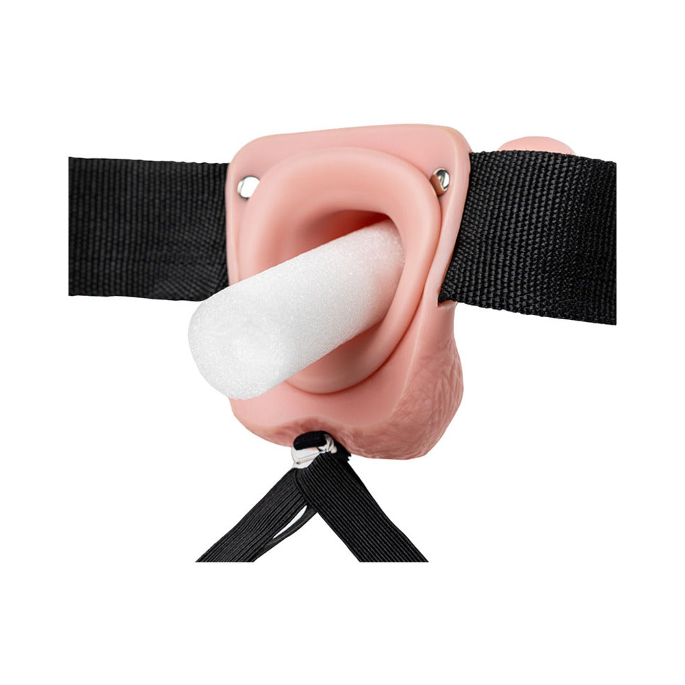 RealRock Realistic 7 inches Hollow Strap-On With Balls Beige