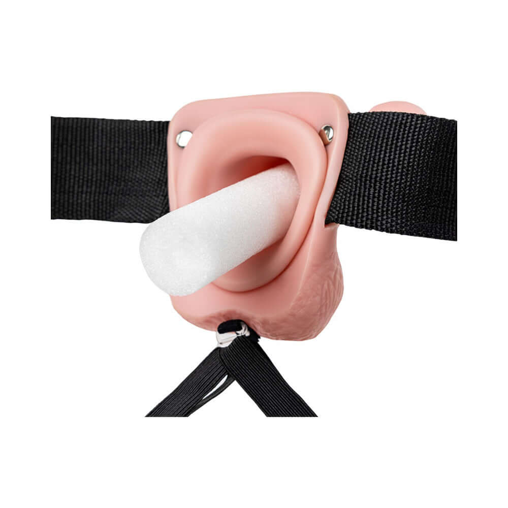 RealRock Realistic 7 inches Hollow Strap-On With Balls Beige
