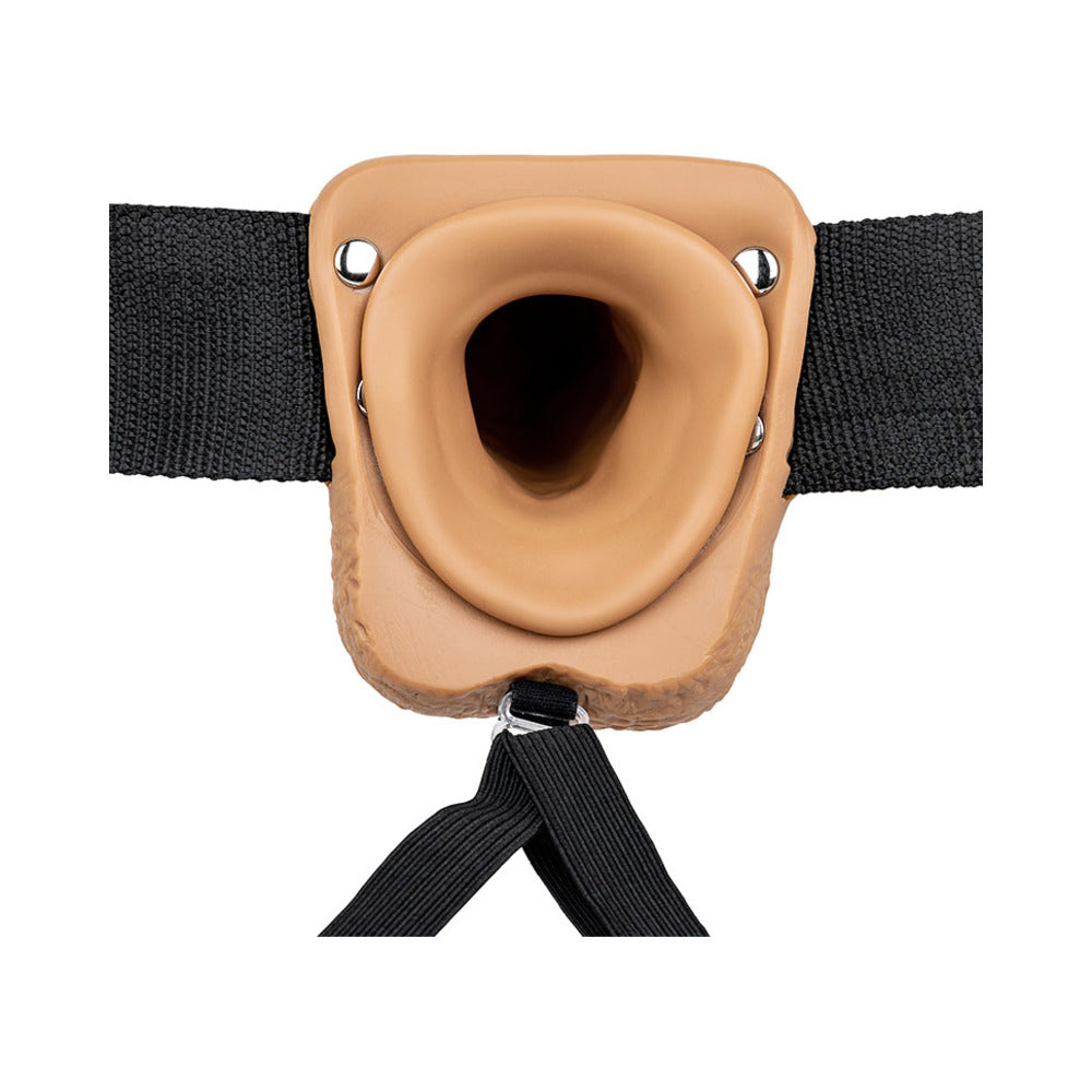 RealRock Realistic 7 inches Hollow Strap-On With Balls Tan