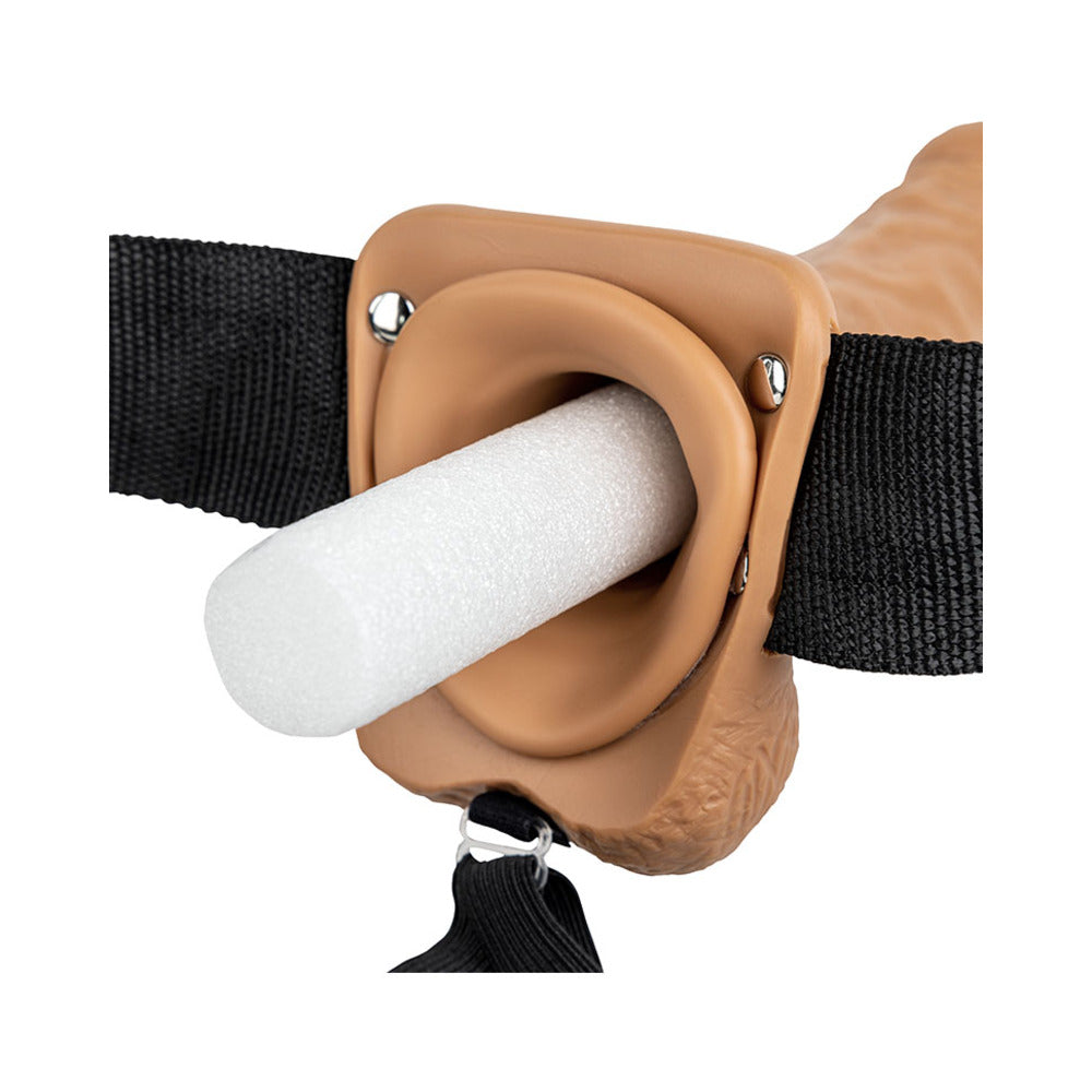 RealRock Realistic 7 inches Hollow Strap-On With Balls Tan